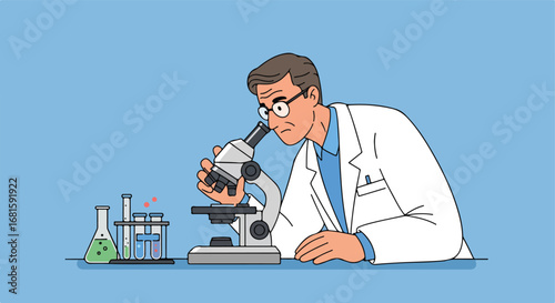 Scientist analyzes sample