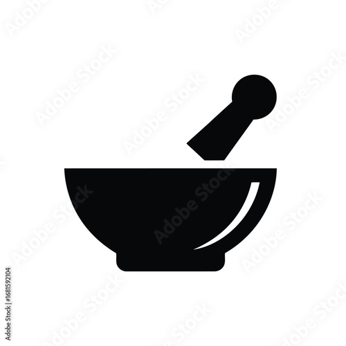 Vector illustration of mortar and pestle icon for pharmacy concept