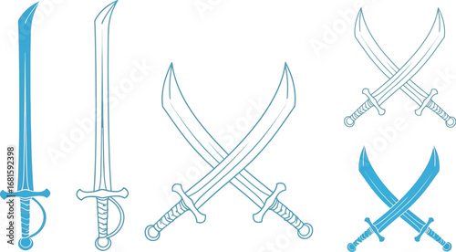 Vector illustration of swords collection for design and decoration