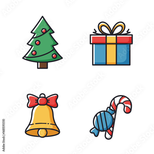 Festive holiday icons