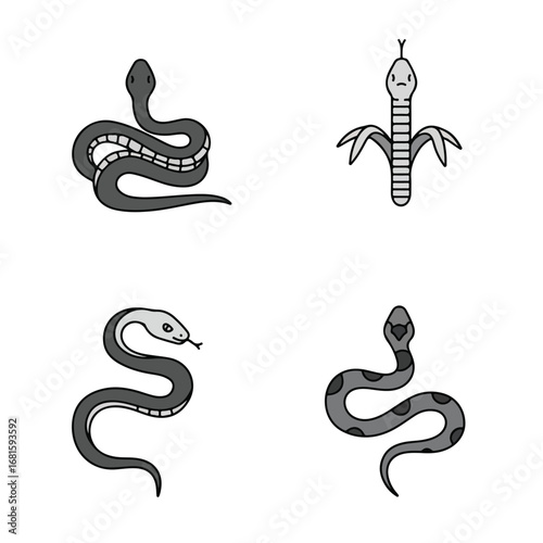 Four snake illustrations