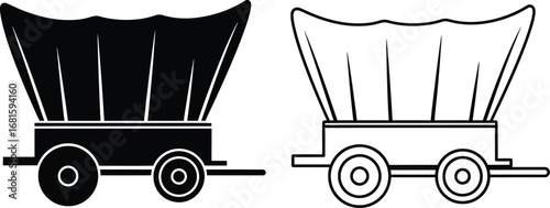 Covered wagon vector illustration western style wagon icon art
