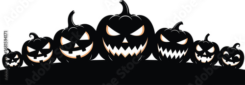 Halloween pumpkins scary faces jackolanterns spooky season design