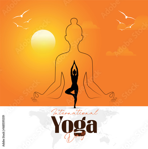 yoga day design background with yoga pose