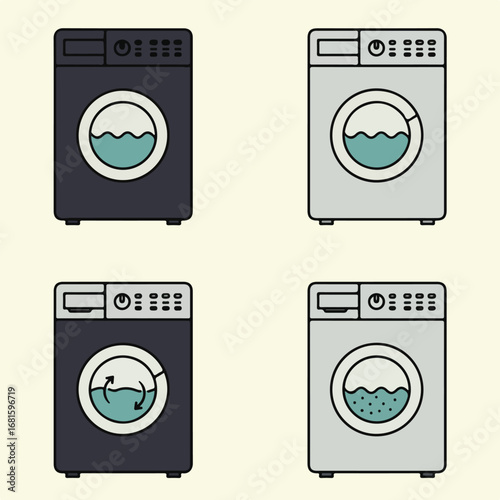 Four front-load washer icons
