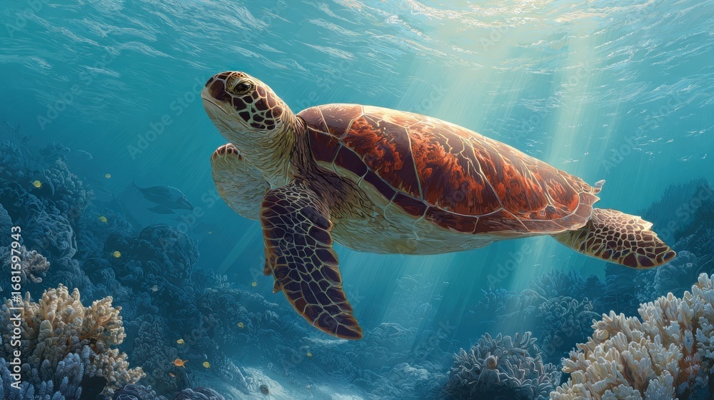 Obraz premium Underwater sea turtle