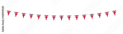 Hanging pennants or bunting with flag of United Kingdom UK