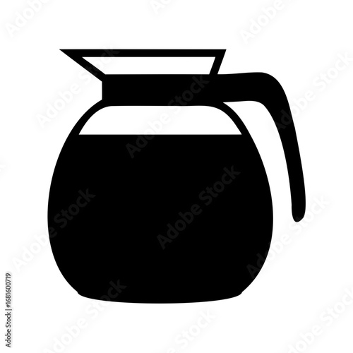 Black and white graphic of a coffee pot filled with coffee