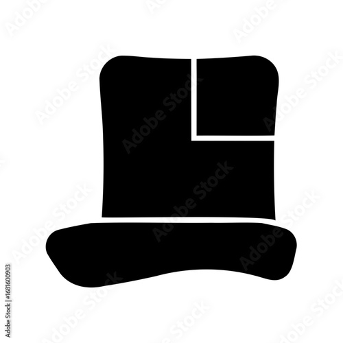 Stylized black top hat with a modern blocky and rounded design