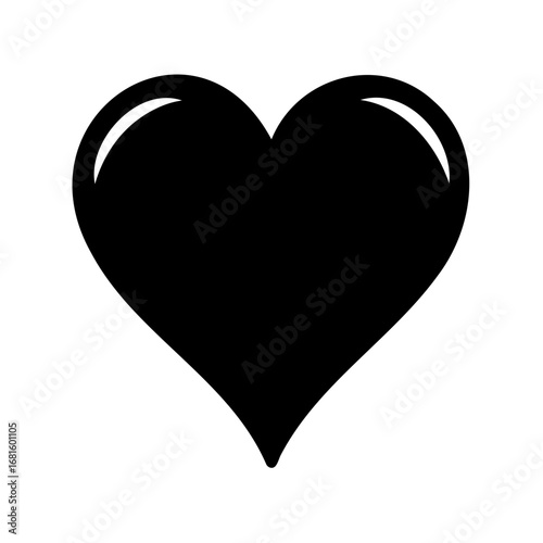 Black heart graphic, symbol of love and affection, shiny effect vector