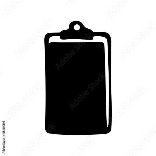 Stylized silhouette of a clipboard, commonly used for holding documents