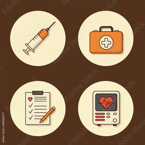 Medical icons on circles