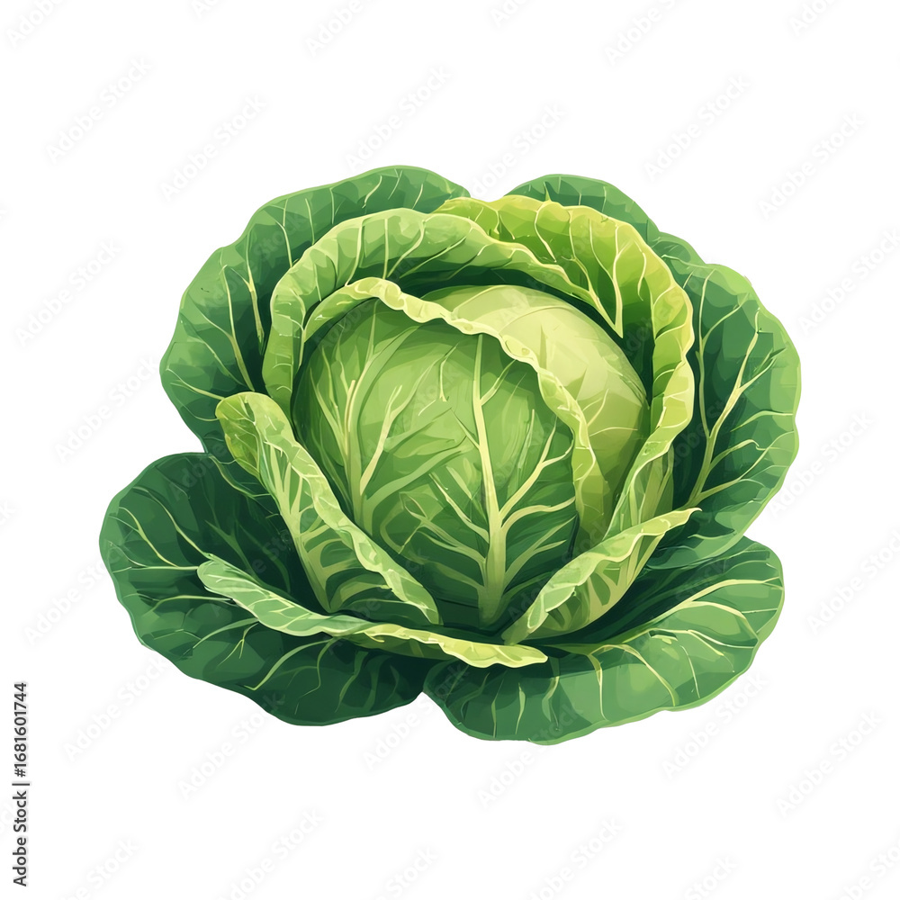 Fototapeta premium Organic, healthy, and fresh green cabbage leaves grow in the garden