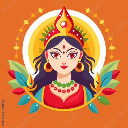 Durga puja on Navratri cultural festival with banner design