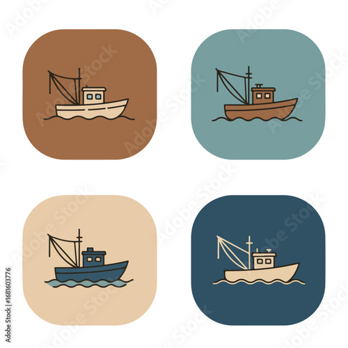 Fishing boats icons