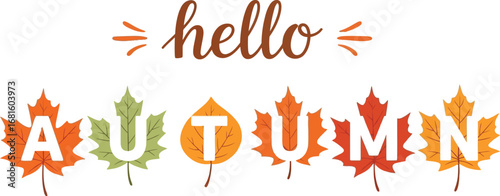 Hello autumn leaves vector illustration seasonal design art
