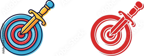 Target practice with sword vector illustration logo design