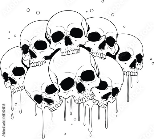Skulls illustration black and white skull art graphic design art
