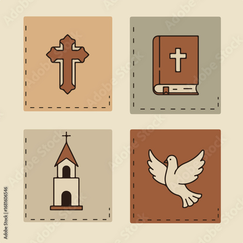 Icons Cross, Bible, church, dove