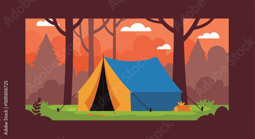 Camping tent in forest