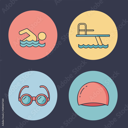 Swimming set icons