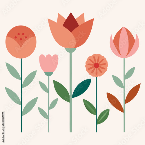 Modern abstract floral design with soft peach and pink hues