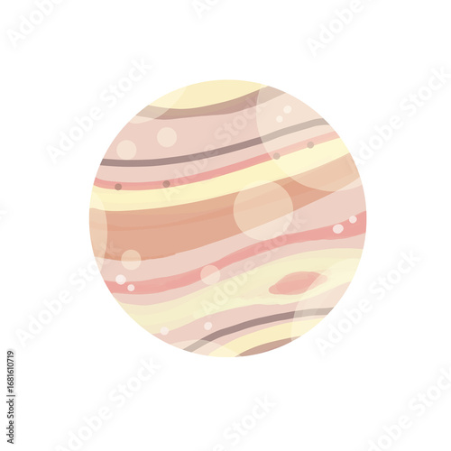 カラフルでかわいい水玉とストライプのピンクの木星イラスト