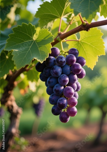 Wallpaper Mural Vine-Ripened Grapes Hanging on a Vine in an Agriculture Field, Close-Up View Torontodigital.ca