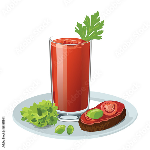 Refreshing bloody mary cocktail with fresh tomato and celery, a popular brunch beverage - Vector Illustration