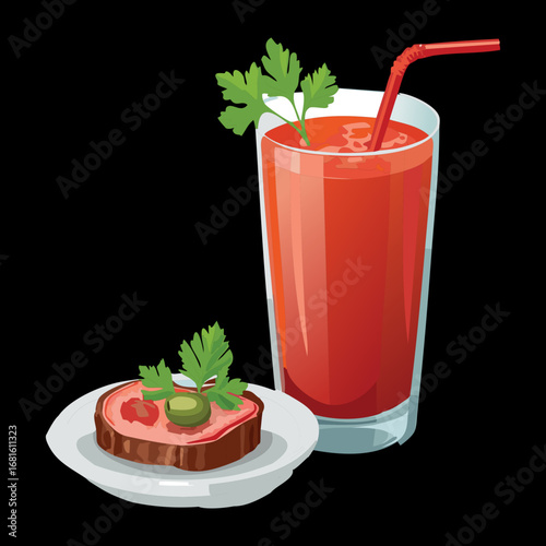 Refreshing bloody mary cocktail with celery, a classic spicy drink with a fresh taste - Vector Illustration