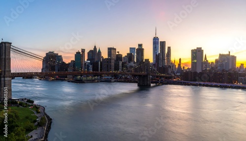 Panoramic city skyline at sunset (1)