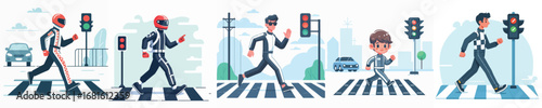 racer vector crossing the road