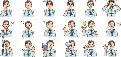 Illustrated Set of a Doctor Character Expressing Diverse Feelings and Engagements, from Puzzled Thoughts to Bright Ideas, for Health and Business Visuals