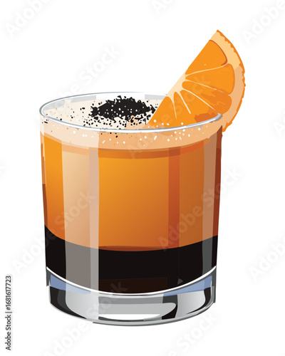A delicious orange drink with a slice of citrus, a refreshing beverage perfect for a summer or fall day - Vector Illustration