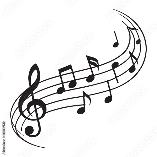 "Musical Notes Staff Melody Music Symbol Vector Design"