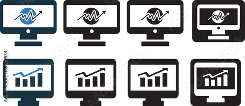 Chart, graph, growth, increase, screen icon
