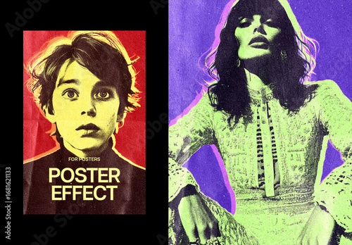 Pop Art Poster Photo Effect Mockup