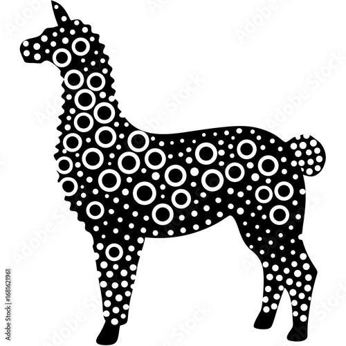 vector illustration of a alpaca with circle shape