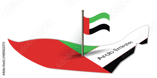 United Arab Emirates National Map and Flag isolated on white, vector illustration design background