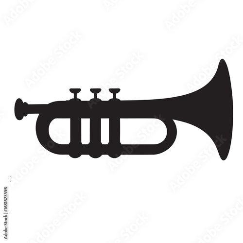 Silhouette of a Trumpet Musical Instrument Icon in Black