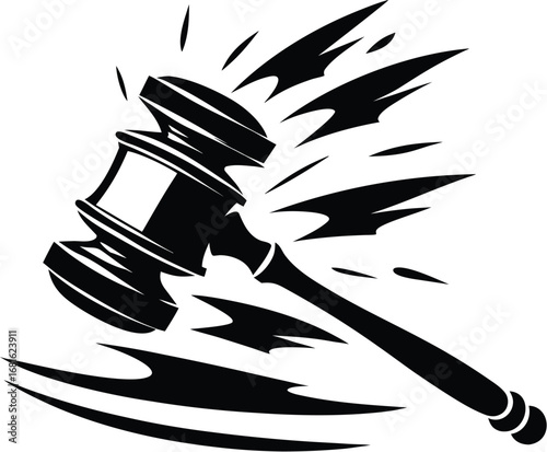 Judge gavel silhouette, law hammer icon, justice tool vector, legal symbol drawing, courtroom illustration