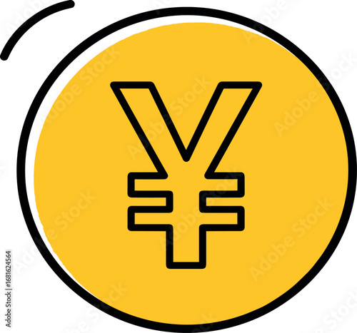 Yen Symbol on Golden Coin Finance, Currency, and International Trade Icon