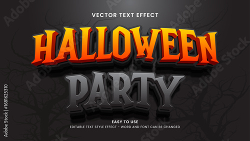 editable text effect halloween party 3d style premium vector