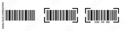 Barcode vector icon. Bar code black icon. Realistic barcode icon. Barcode vector icon with numbers. Universal product code for scanning. Fake bar code for product identification.