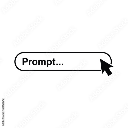 Prompt Button with Cursor Icon for User Interaction and Input, Symbolizing Action and Engagement, Isolated on Transparent Background for Web Design