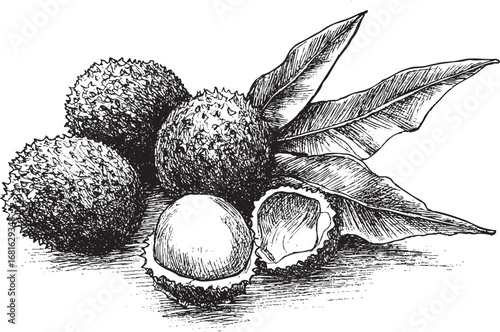 Lychee illustration on white background. This vector illustration can be used in any size you like for advertising, logos, and other work.