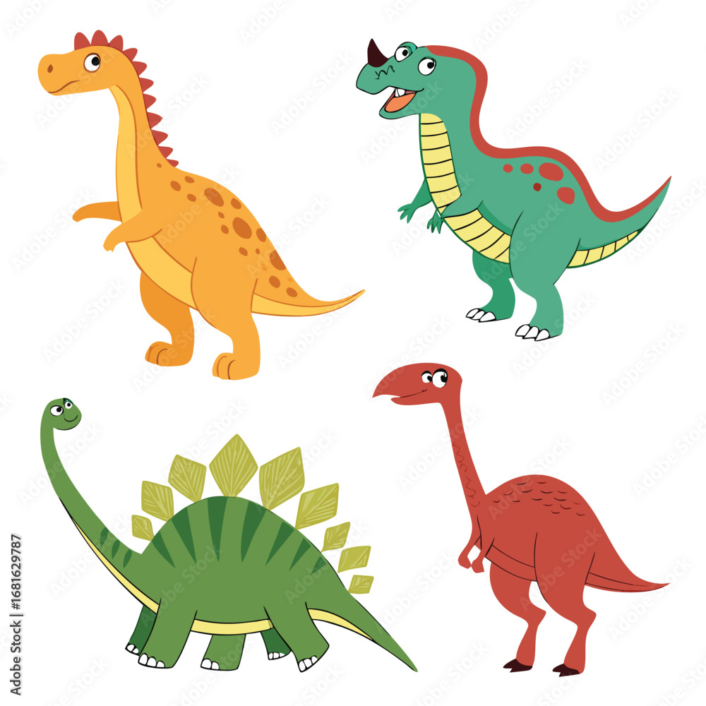 Naklejka premium Cute Cartoon Dinosaurs for Kids