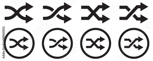 Shuffle Icons Set – Random Arrows, Music Player Control, and Loop Navigation Symbol Vector Collection