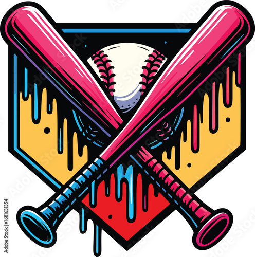 Ice Cream Drip Baseball Vector