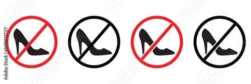 No Shoes Sign Icons Set – Footwear Restriction and Warning Symbols Vector Collection